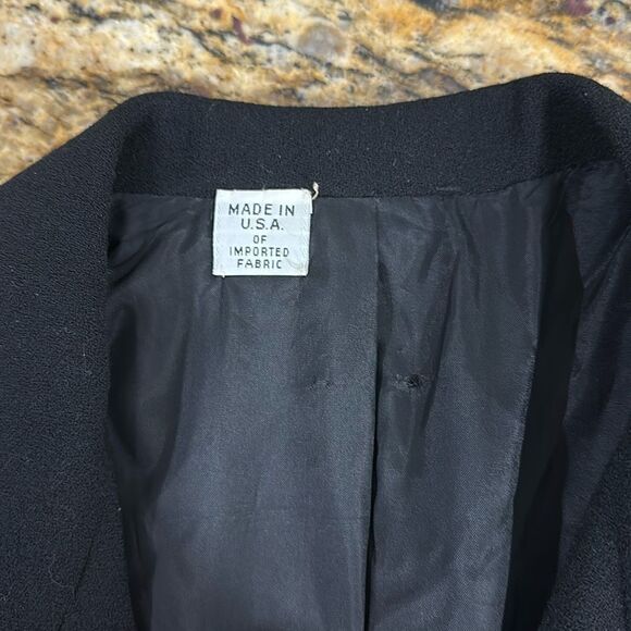 Vintage Wool Classic Black Women's Blazer With Pockets Size 10 - Picture 4 of 11